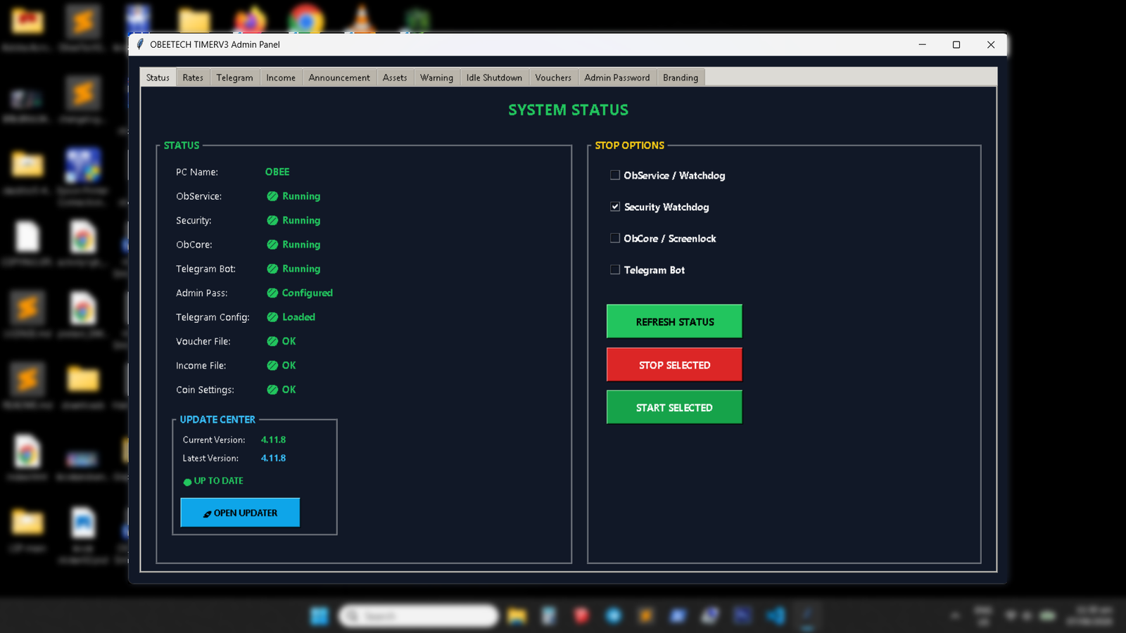 admin panel